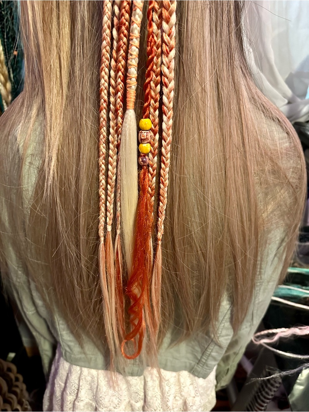 Peach & Blonde Braided Hair Extension Accent - Picture 3 of 9